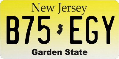NJ license plate B75EGY