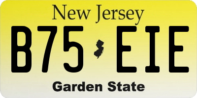 NJ license plate B75EIE