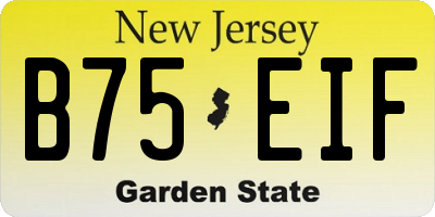 NJ license plate B75EIF