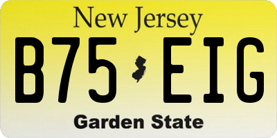 NJ license plate B75EIG