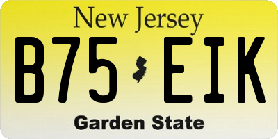 NJ license plate B75EIK