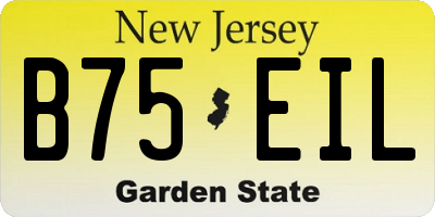 NJ license plate B75EIL