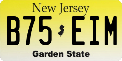 NJ license plate B75EIM