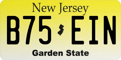 NJ license plate B75EIN