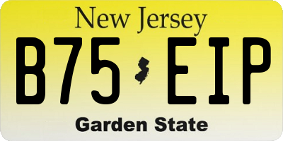 NJ license plate B75EIP