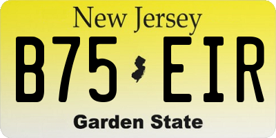 NJ license plate B75EIR