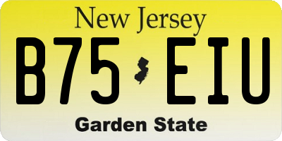 NJ license plate B75EIU