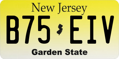 NJ license plate B75EIV
