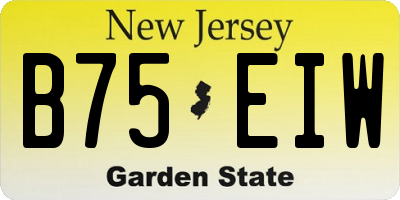 NJ license plate B75EIW