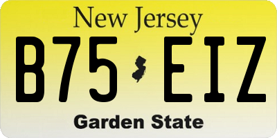 NJ license plate B75EIZ