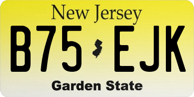 NJ license plate B75EJK