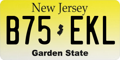 NJ license plate B75EKL