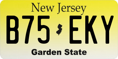 NJ license plate B75EKY