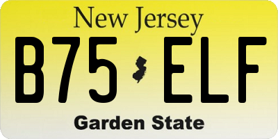 NJ license plate B75ELF
