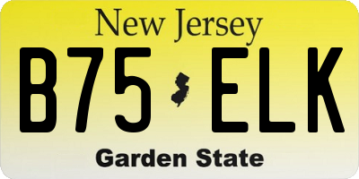 NJ license plate B75ELK