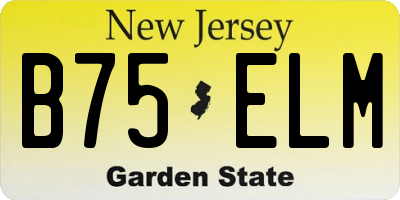 NJ license plate B75ELM