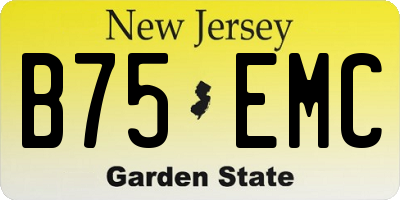 NJ license plate B75EMC