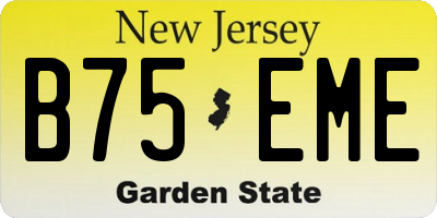 NJ license plate B75EME