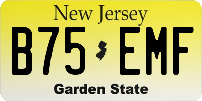 NJ license plate B75EMF