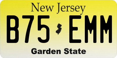 NJ license plate B75EMM
