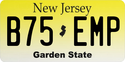 NJ license plate B75EMP