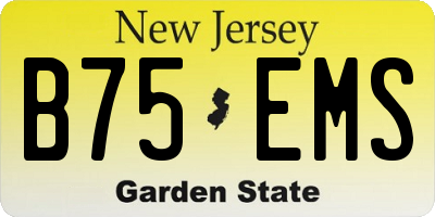 NJ license plate B75EMS