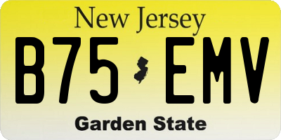 NJ license plate B75EMV