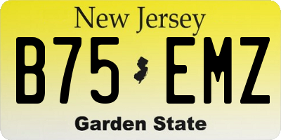 NJ license plate B75EMZ