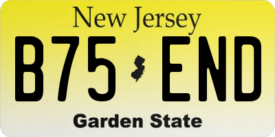 NJ license plate B75END