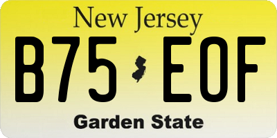 NJ license plate B75EOF