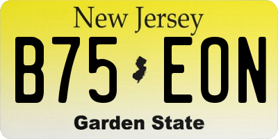 NJ license plate B75EON