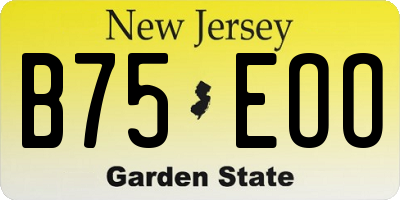 NJ license plate B75EOO