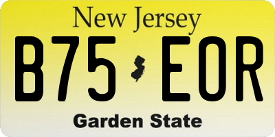 NJ license plate B75EOR