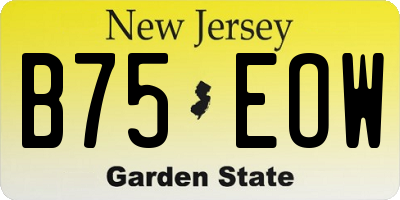 NJ license plate B75EOW