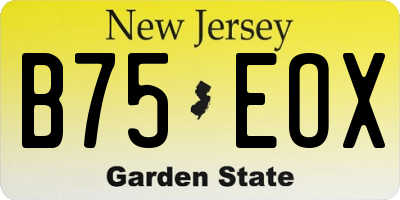 NJ license plate B75EOX
