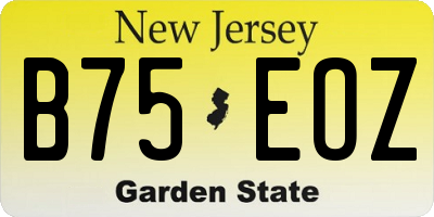 NJ license plate B75EOZ