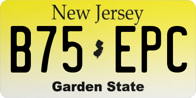 NJ license plate B75EPC