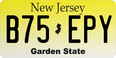 NJ license plate B75EPY