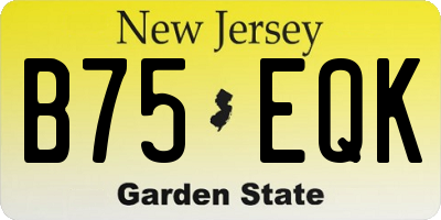 NJ license plate B75EQK