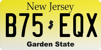 NJ license plate B75EQX