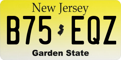 NJ license plate B75EQZ