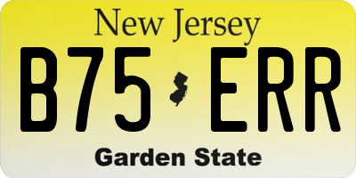 NJ license plate B75ERR