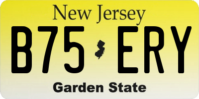 NJ license plate B75ERY