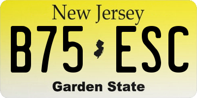 NJ license plate B75ESC