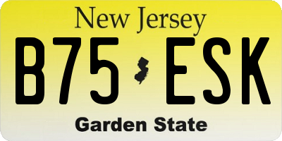 NJ license plate B75ESK