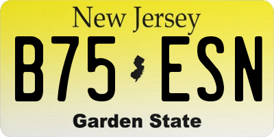 NJ license plate B75ESN
