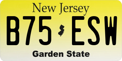 NJ license plate B75ESW