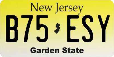 NJ license plate B75ESY