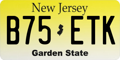 NJ license plate B75ETK