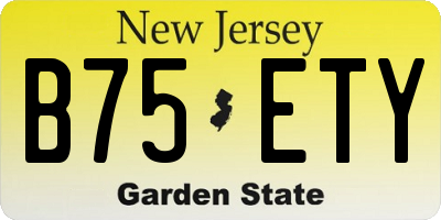 NJ license plate B75ETY